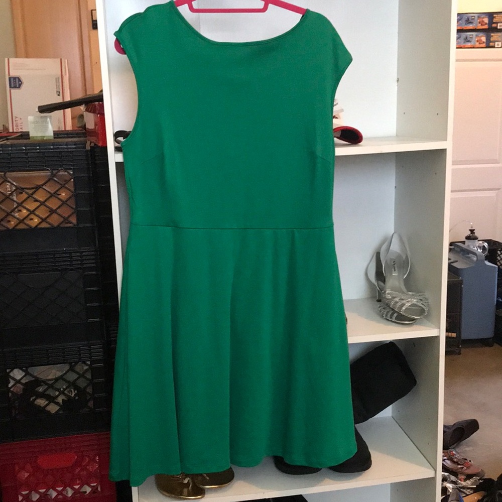 NY & Company skater dress emerald green sz xl